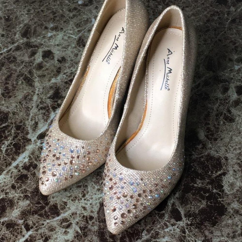 Anne Michelle Women's Sparkle Rhinestone Stilettos